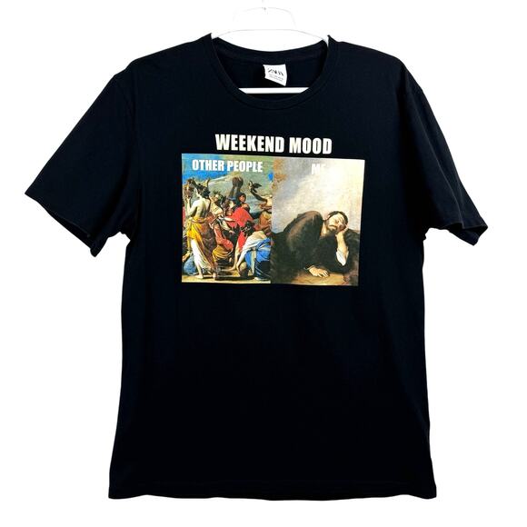Zara Other - Men's Zara Black Graphic Weekend Mood Lightweight Short Sleeve Casual T-Shirt‎ L